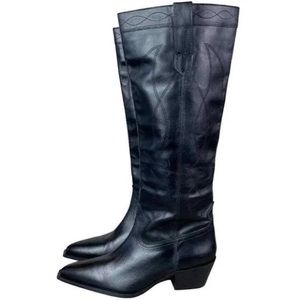 Zara western style leather tall black boots